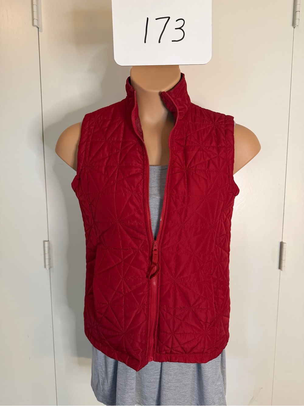 Jane Ashley Red Quilted Sleeveless Zip Vest